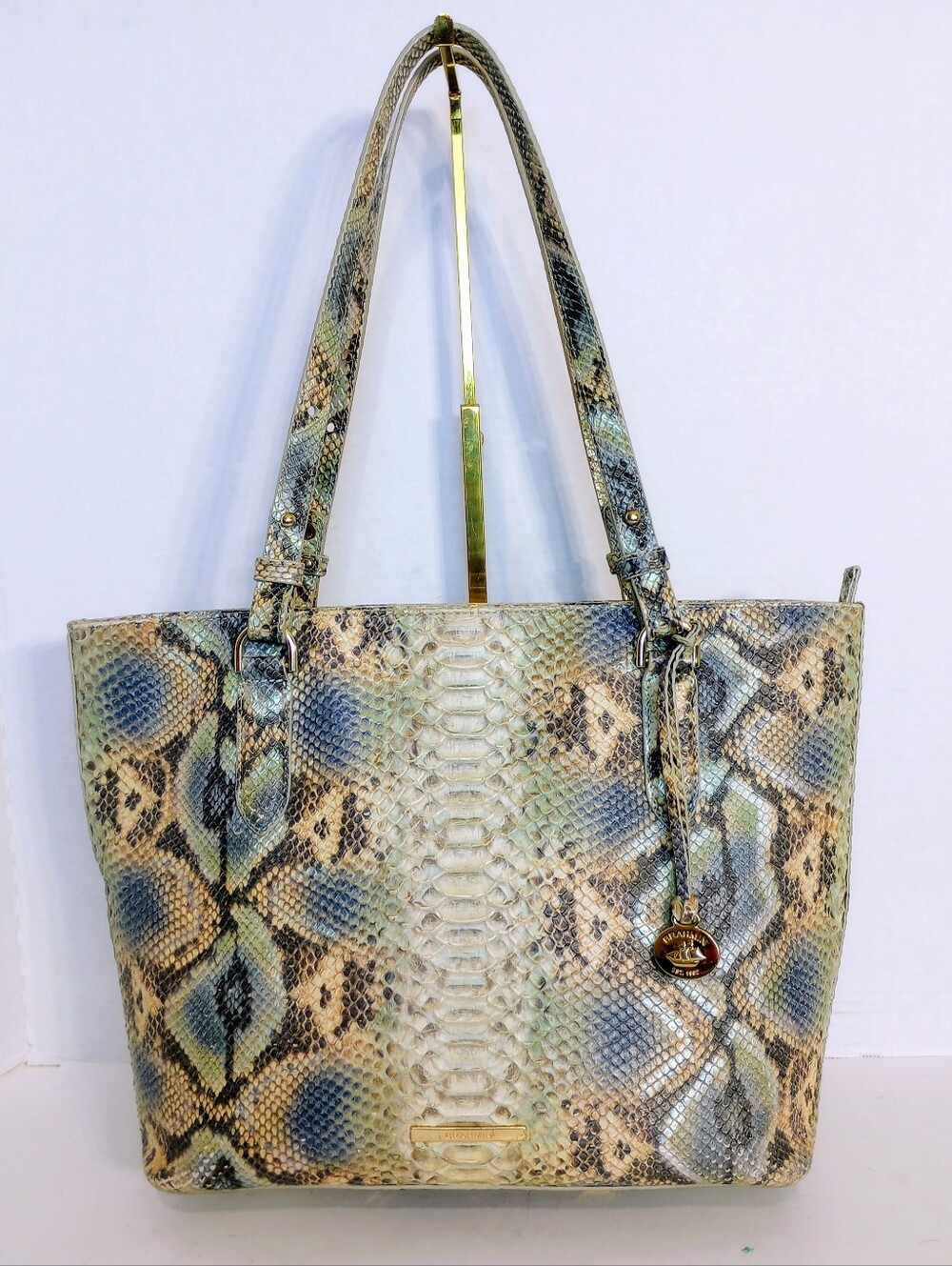 Brahmin Misha Tote In Haven Roxanne, Snakeskin Embossed Leather Shoulder Bag